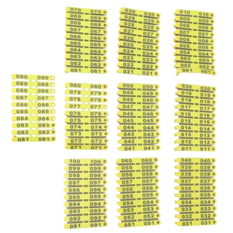Livestock Ear Tag - 100 Pezzi 001-100 Targhette Auricolari Numerate